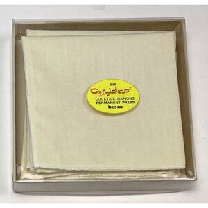 VTG Set 6 GIFTKINS Pale Yellow COCKTAIL NAPKINS Permanent Press NOS NEW Read